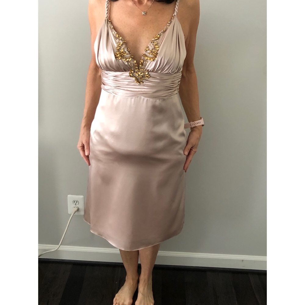 Satin champagne cocktail dress